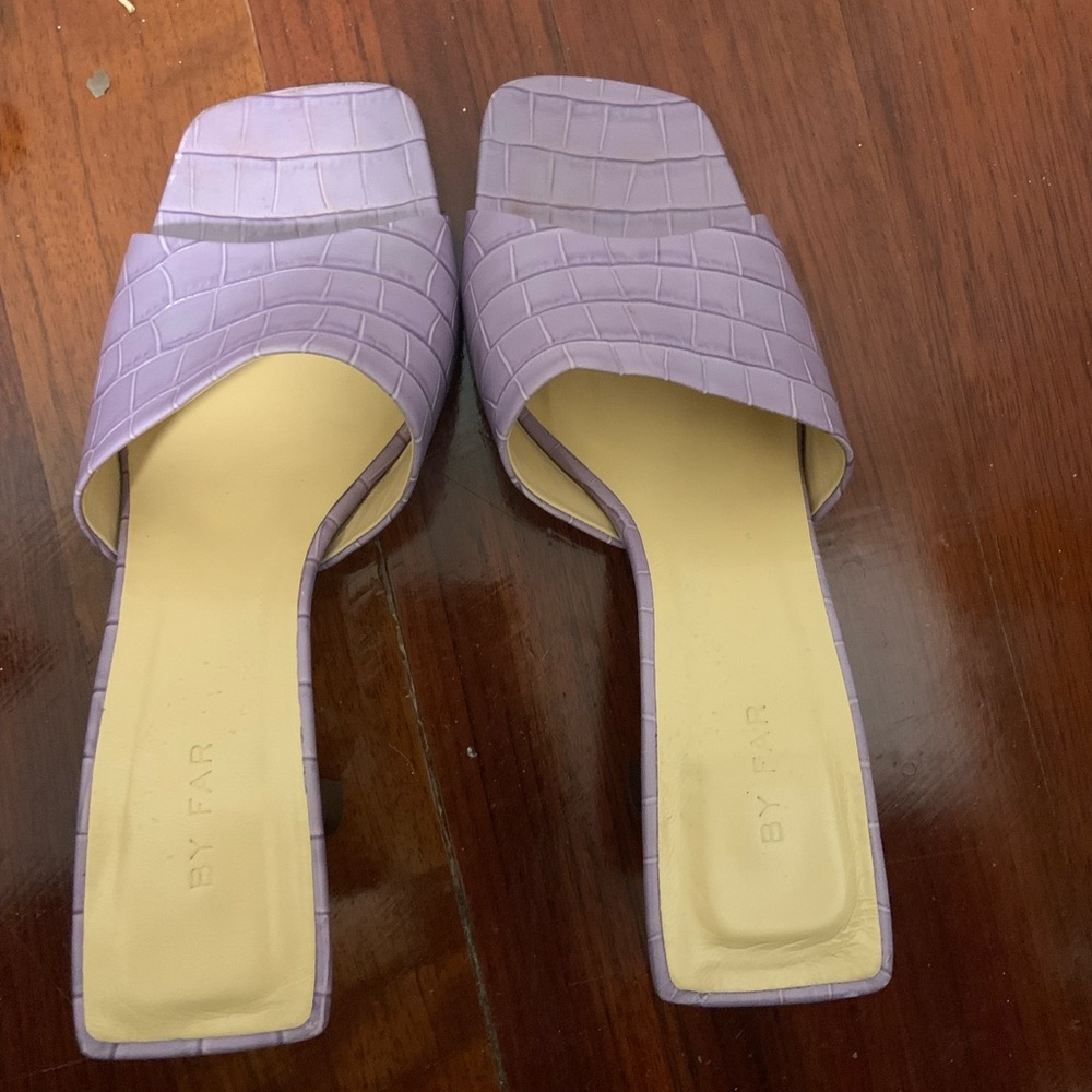 Far Lily Croc Embossed Leather Mules Size 38